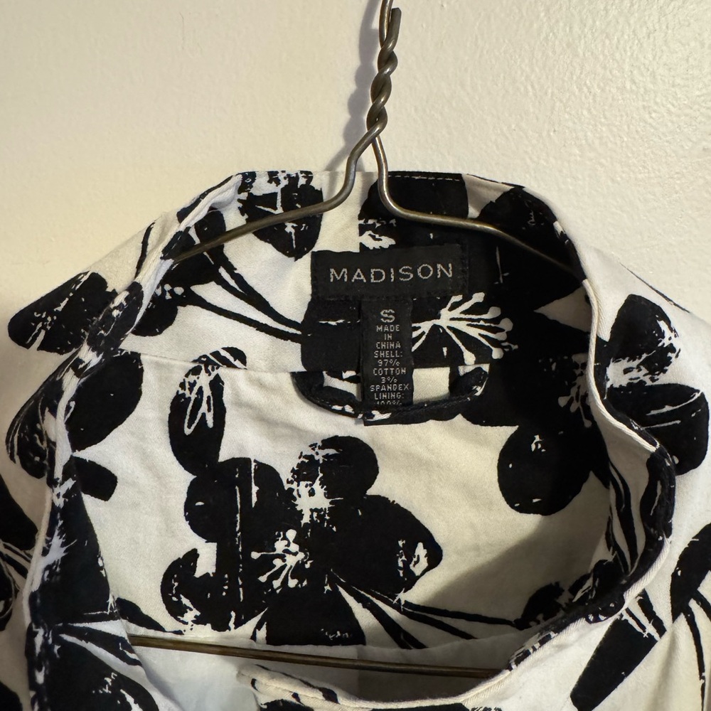 Black & White Floral Womens Dress Coat - Picture 3 of 3